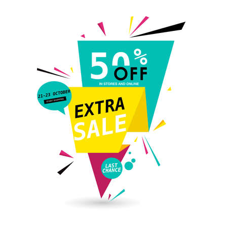 Extra sale website banner design. Sale tag. Clearance, special offer poster. Advertisement ad, sale flyer, discount label, sale web sticker, promotional material vector illustration. Sale backgroundのイラスト素材