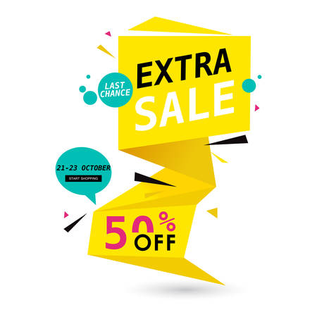 Extra sale website banner design. Sale tag. Clearance, special offer poster. Advertisement ad, sale flyer, discount label, sale web sticker, promotional material vector illustration. Sale backgroundのイラスト素材