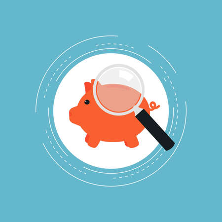 Piggy bank flat vector illustration design. Financial savings, money funds, deposit investment, banking, economy, monitoring, money management. Icon design for web banners and appsのイラスト素材