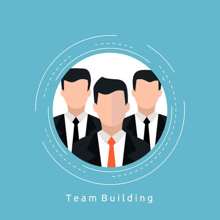Team building and career concept flat vector illustration. Resources and corporate management, focus group, teamwork design for web banners and appsのイラスト素材