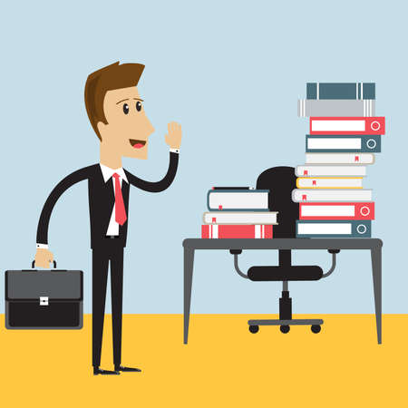 Businessman with book stackのイラスト素材