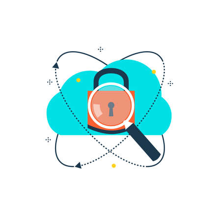 Internet security, data security flat illustration design, Secured information, data privacy and padlock protection, Online security icon design for web banners and appsのイラスト素材