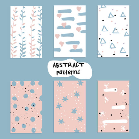 Seamless hand drawn patterns collection. Card texture design. Wallpaper, invitation cards, textile...