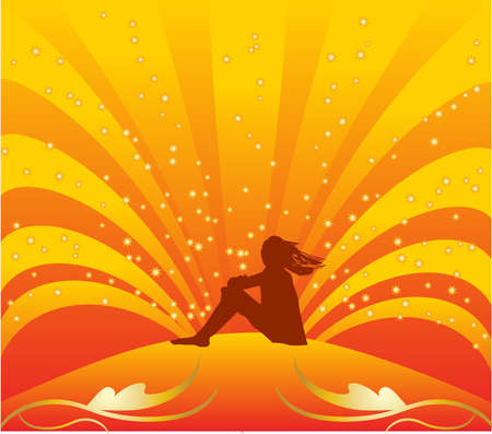 Girl on sunのイラスト素材