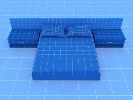 Sofa on blue. 3D renderingの写真素材