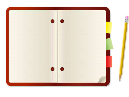 Pencil and polaroid card on notebookのイラスト素材