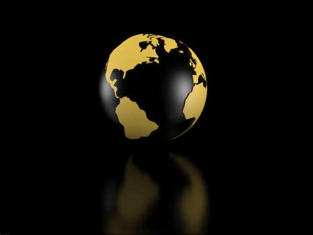 Earth model over black backgroundの写真素材