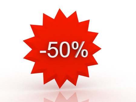 discount label over white background. 3d render