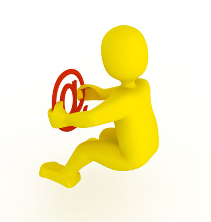 3d person with e-mail sign over white. 3d renderの写真素材