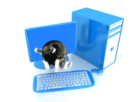 Computer over white background . 3d render