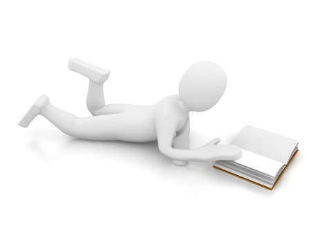 person with book on white background . 3d renderの写真素材