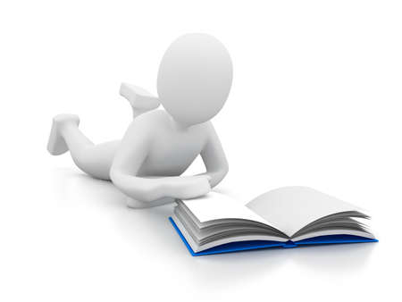 person with book on white background . 3d renderの写真素材