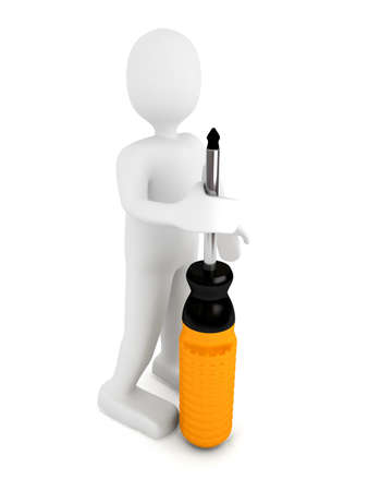 screwdriver over white background. 3d rendered imageの写真素材