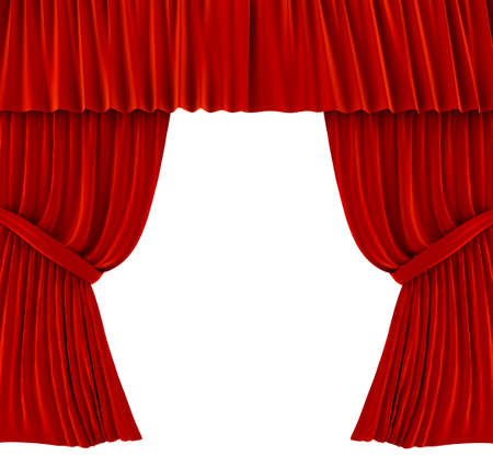 Red curtains over white. 3d rendered imageの写真素材