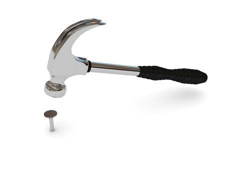Iron hammer over white background. 3d rendered imageの写真素材