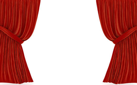 Red curtains over white. 3d rendered imageの写真素材
