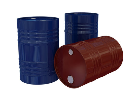 Fuel drum over white background. 3d rendered image