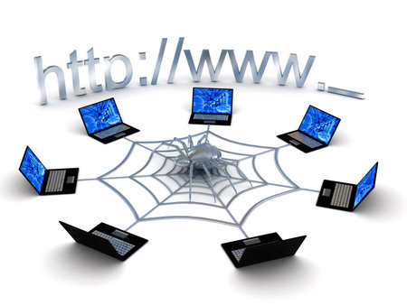 Web concept over white background. 3d rendered image
