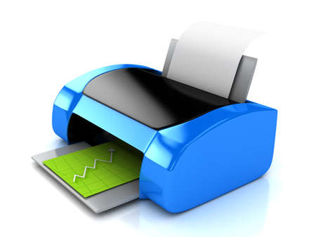 3d blue printer over white. Computer generated imageの写真素材