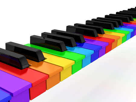 Rainbow piano over white background. computer generated imageの写真素材