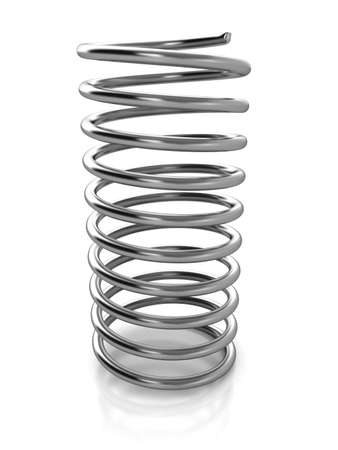 Chrome metal spring over white background. 3d rendered imageの写真素材