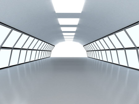 Tunnel with white wall. Computer generated image