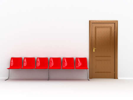 wooden door over white backgroundの写真素材