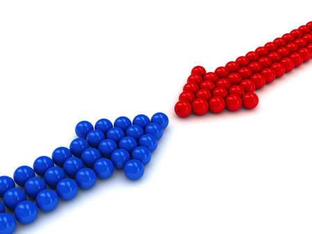 Opposition concept over white background. computer generated imageの写真素材