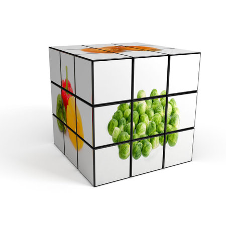 3d cube with photo over white background