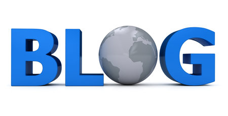Word Blog with globe over white