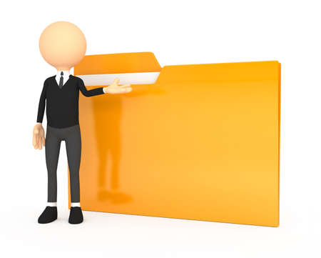 3d people - human character with folder の写真素材