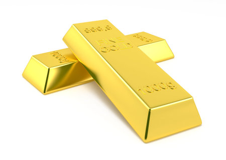 gold bars isolated on white background