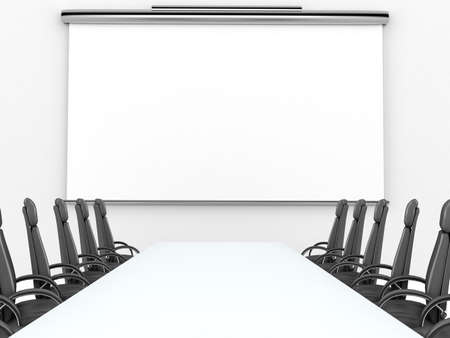 Render of meeting room with projection screenの写真素材