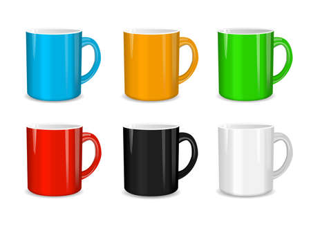 Realistic set of cups  Vector illustrationのイラスト素材