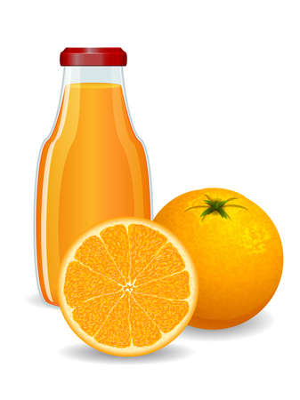 Bright orange with juice on white backgroundのイラスト素材
