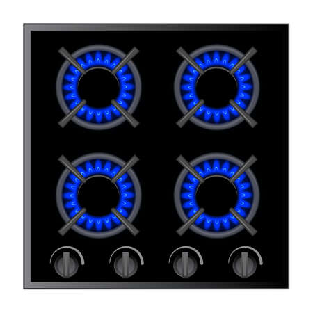 Gas stove burner illustration over dark, Vectorのイラスト素材