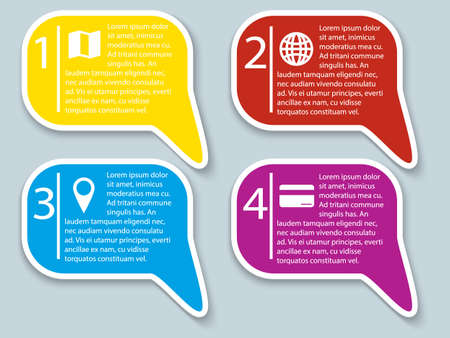 Colorful Sticky Speech Bubbles with shadow. のイラスト素材