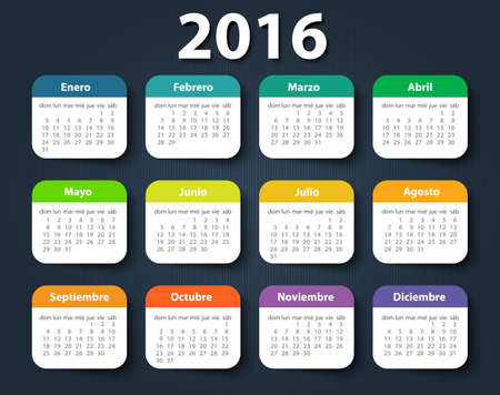 Calendar 2016 year vector design template in Spanish. EPSのイラスト素材