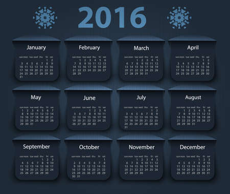 Calendar 2016 year vector design templateのイラスト素材