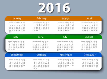 Calendar 2016 year vector design template. のイラスト素材