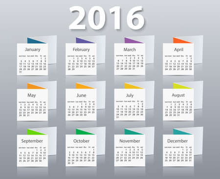 Calendar 2016 year vector design template.のイラスト素材