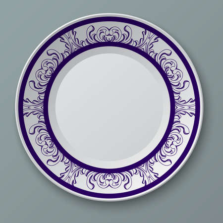 Illustration floral ornament plate isolated - vector EPSのイラスト素材