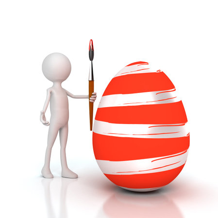 Person painting Easter egg with brush. Computer generatedの写真素材