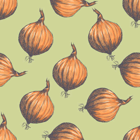 Hand drawn seamless pattern of onions. vectorのイラスト素材