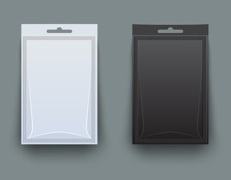 White and black blank pack for spices. Vector illustrationのイラスト素材