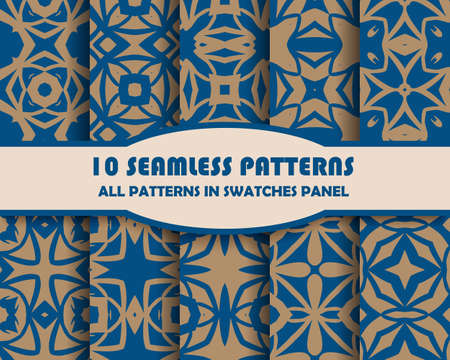 vector set of geometric seamless patterns for design. eps 10のイラスト素材
