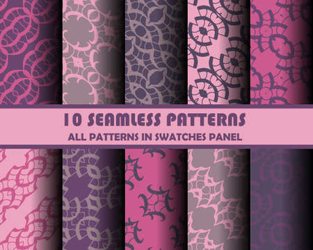 vector set of geometric seamless patterns for design. eps 10のイラスト素材