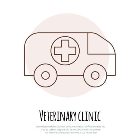 Veterinary bus medicine icons set isolatedのイラスト素材