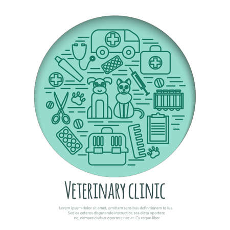 Veterinary pet health care animal medicine icons set isolated. vector illustrationのイラスト素材