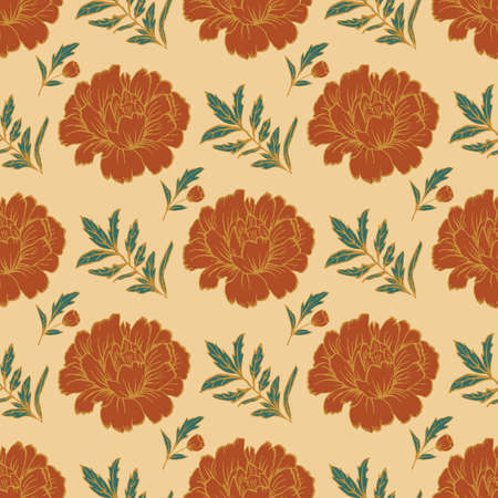 Ornate floral seamless background with flowers. Doodle sharpie background. template for card, poster, leaflet. Hand drawnのイラスト素材